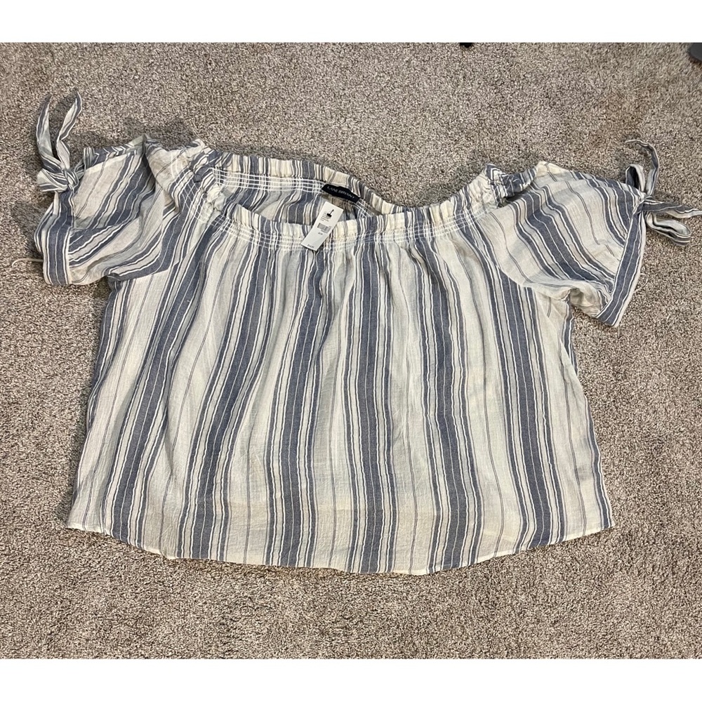 Lane Bryant Off Shoulder Blue and White Striped  Blouse Women’s Size 22/24 NWT